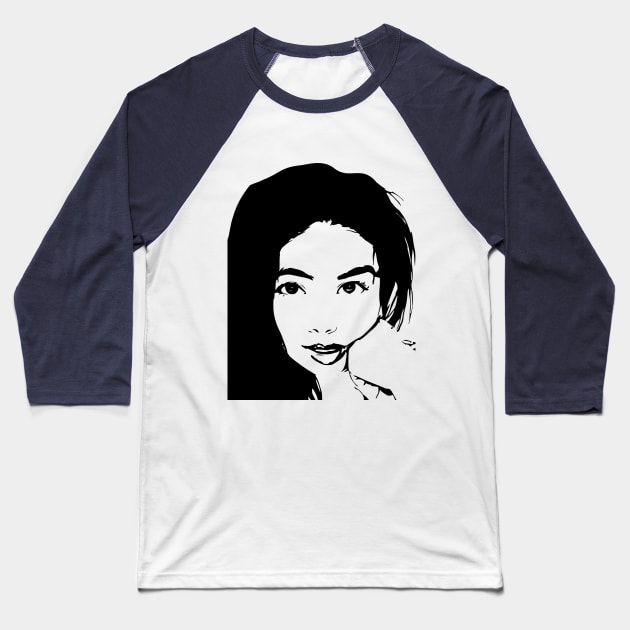 Asia  Woman digital art black portrait . Baseball T-Shirt by BencDesignStudio